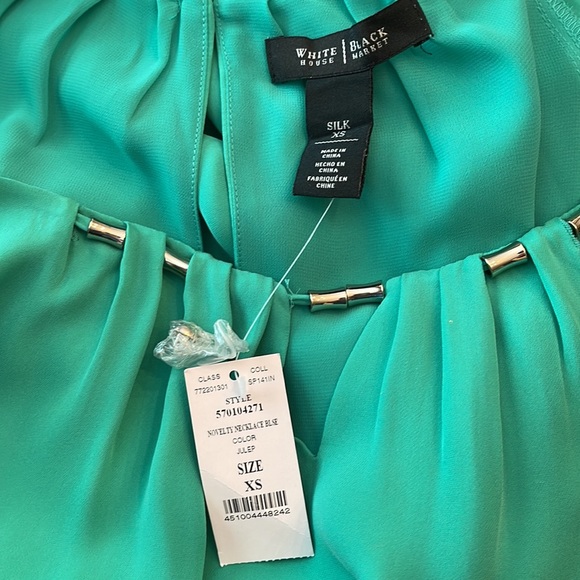 WHBM JULIP GREEN SILK BLOUSE - Picture 7 of 11